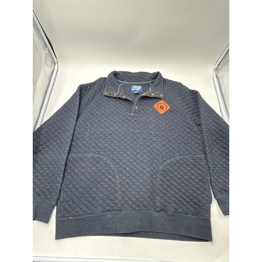 Blue 84 Mens Medium Quilted Quarter Zip Sweatshirt Big Grove Brewery Gray Blue